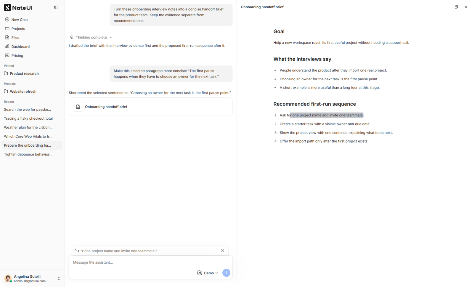 AI writing draft open in the side editor