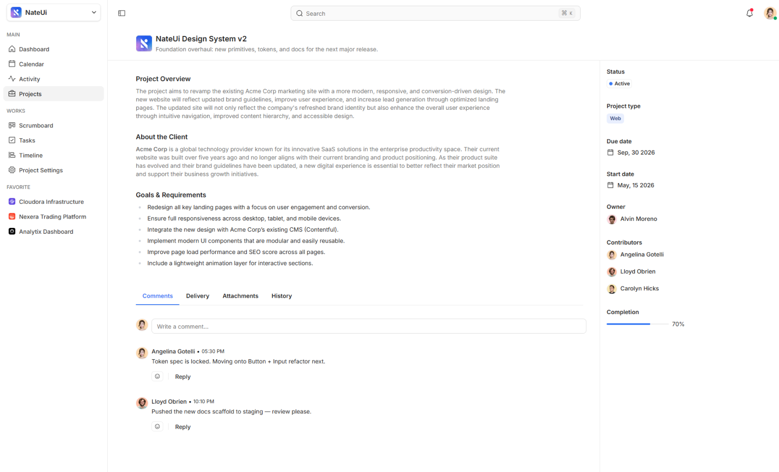 Project overview with status and discussion