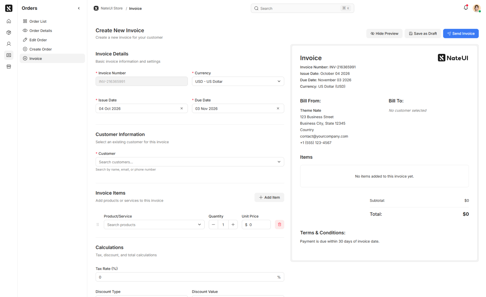 Create invoice