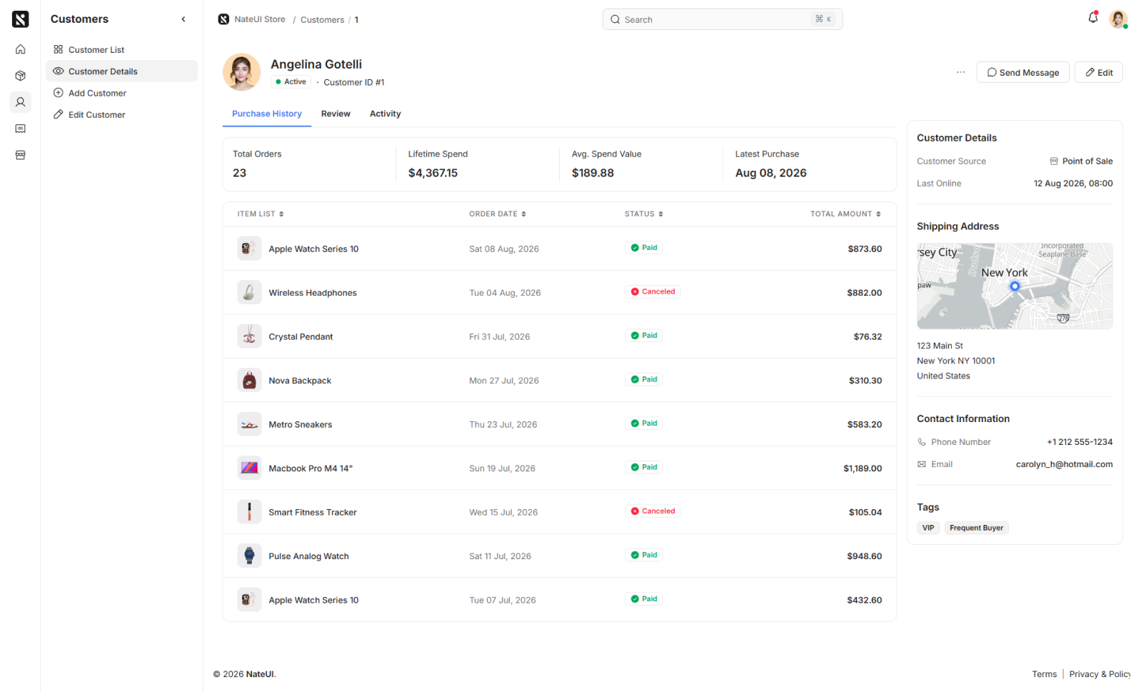 Customer record